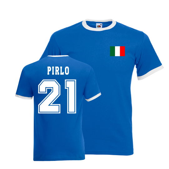 Andrea Pirlo Italy Ringer Tee (Blue) Oranje Official Netherlands