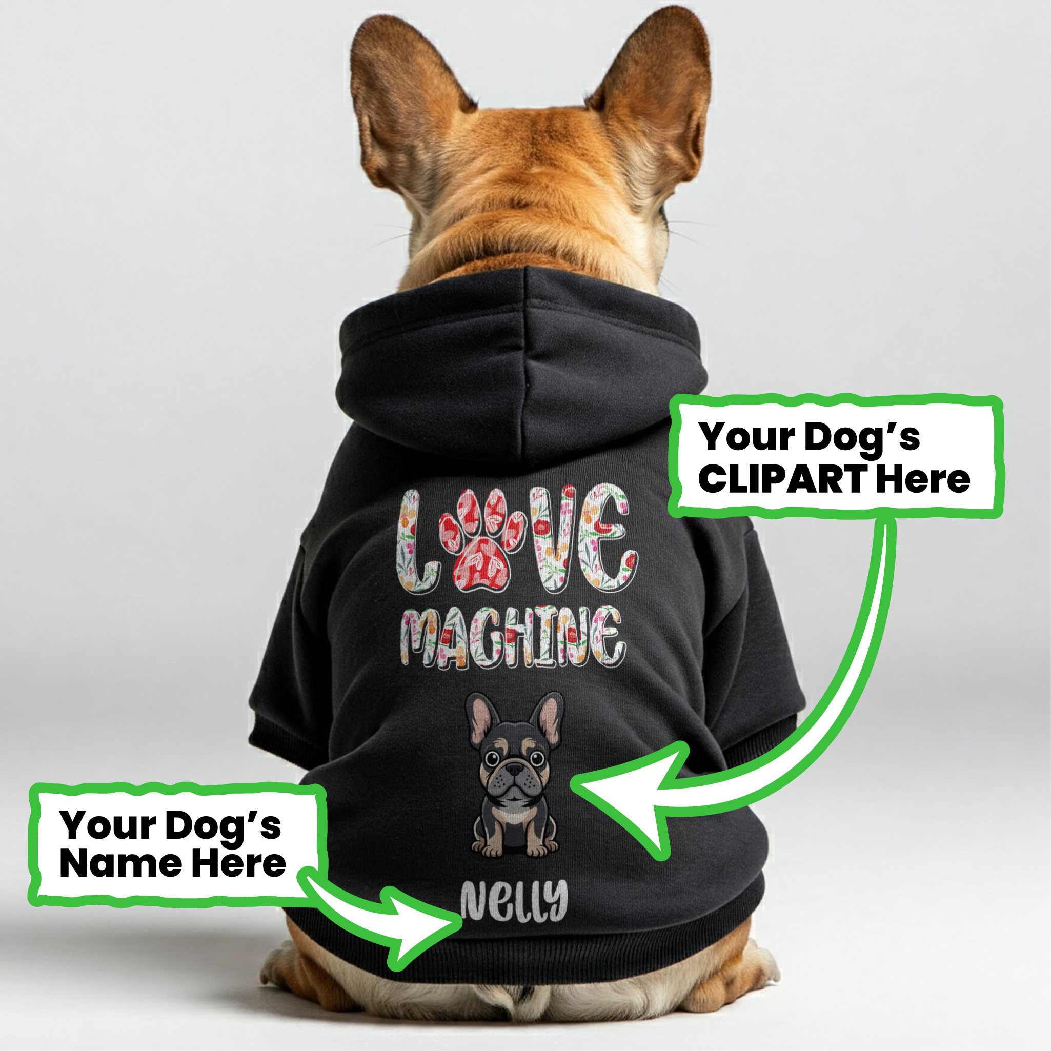 French Bulldog Love Machine Personalized French Bulldog Hoodies With