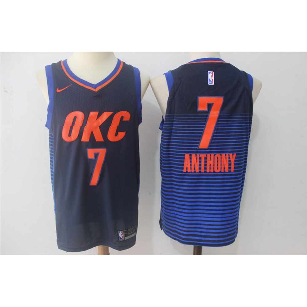 Performance Rare Men's OKC #7 Carmelo Blue Basketball Jersey