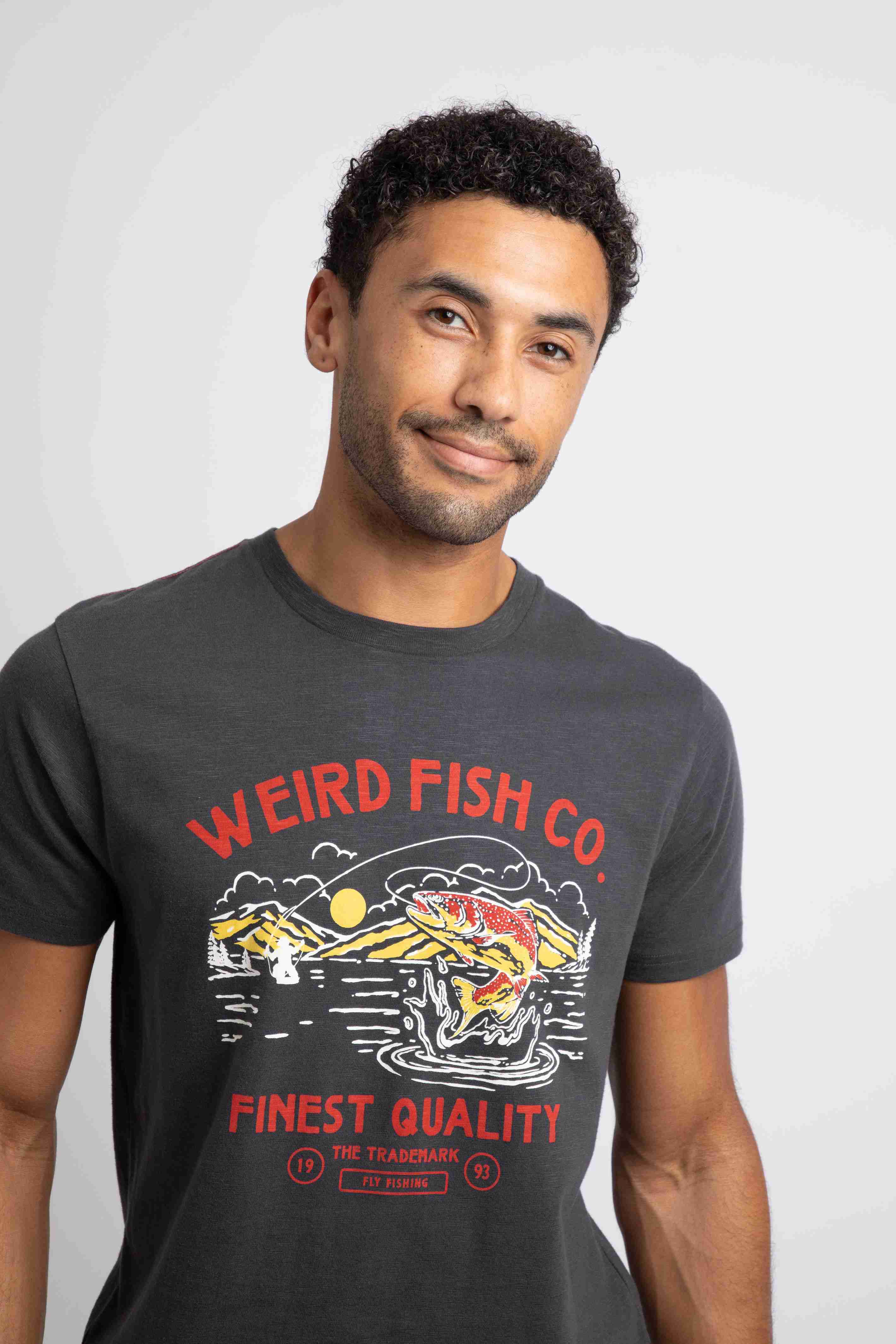 Fish Out Of Water Front Print Graphic T-Shirt Coal