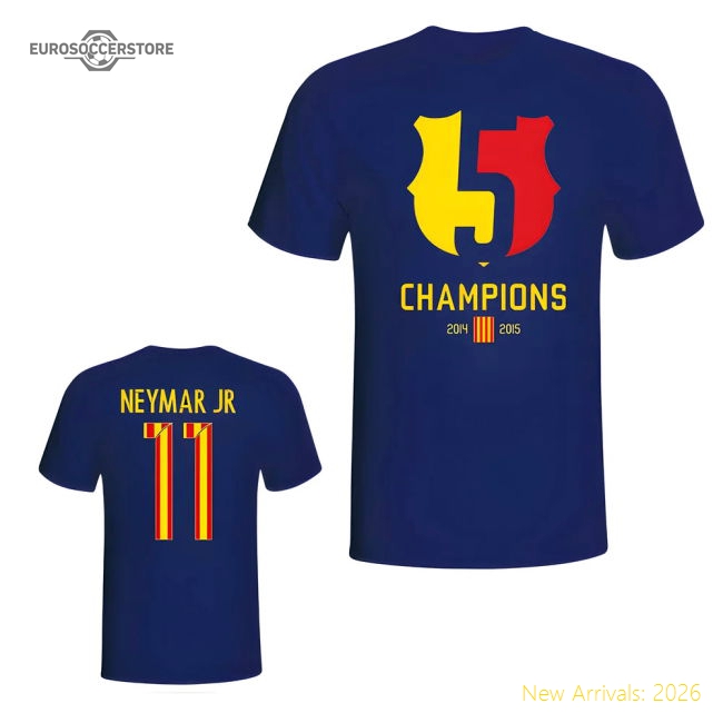 Top-Quality High-Quality Barcelona 2015 Neymar Champions Tee (Navy)