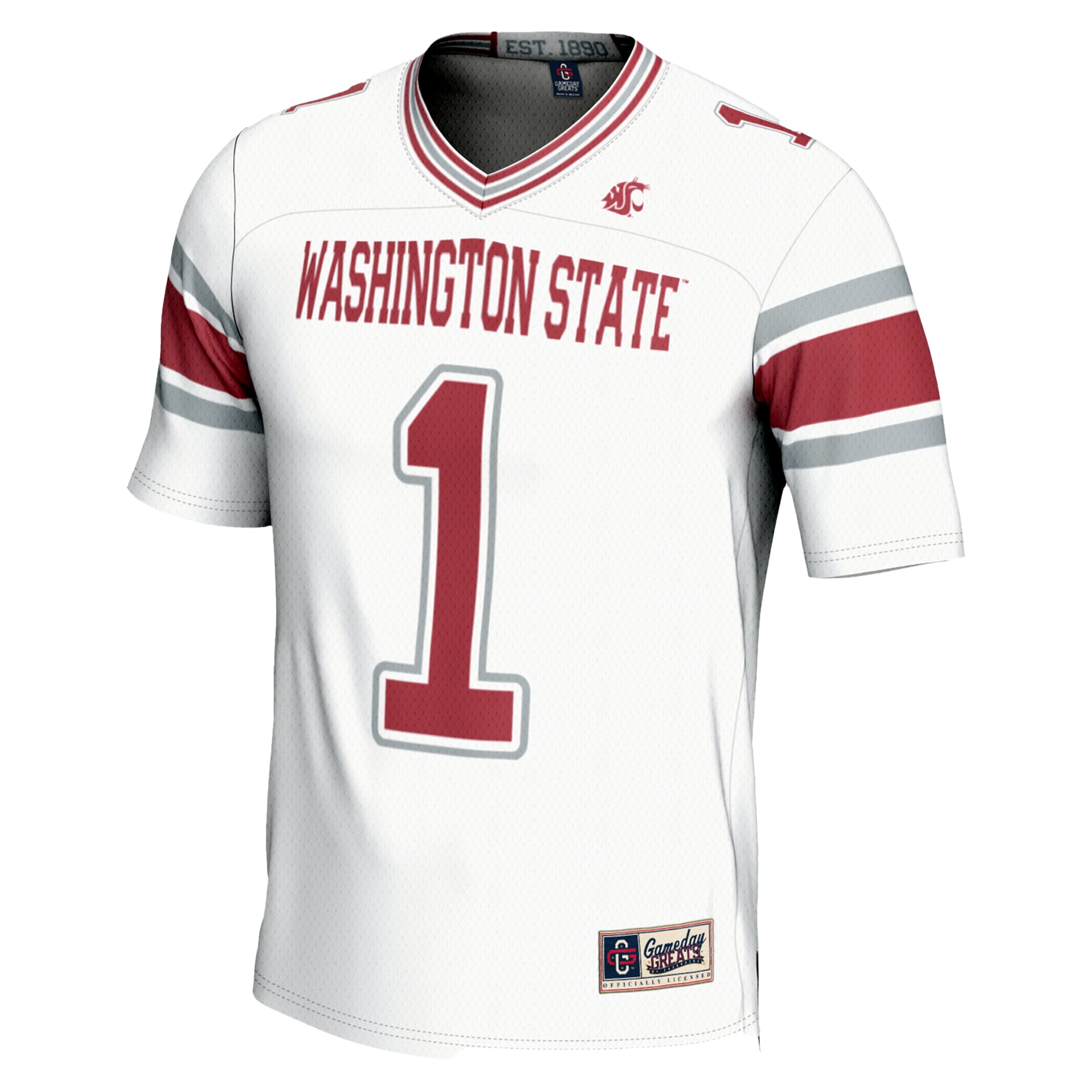 Youth #1 White Washington State Cougars Endzone Football Jersey