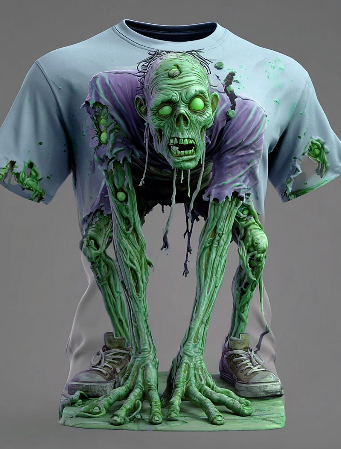 Men's Optical Illusion Zombies 3D T Shirt Short Sleeve Print Crew Neck