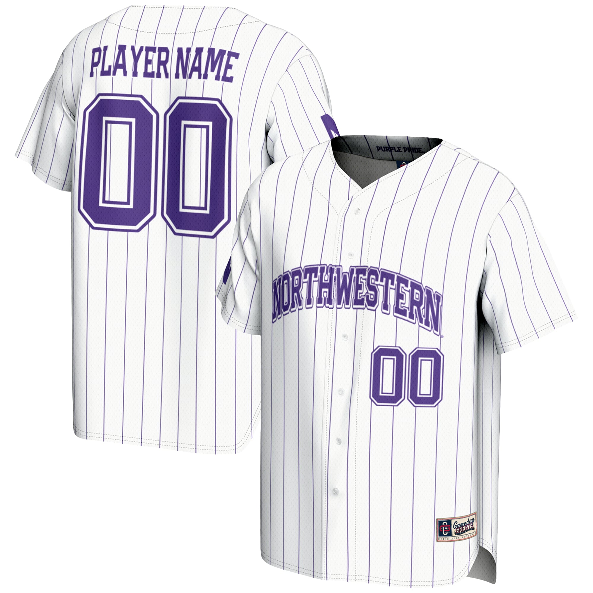 [NJP] Northwestern Wildcats GameDay Greats Youth NIL Pick-A-Player Lightweight Baseball Jersey - White