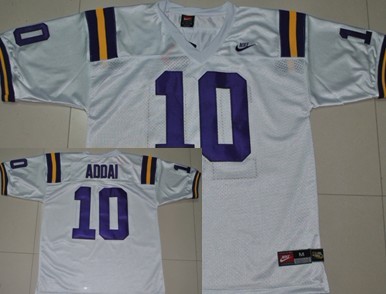 Men's LSU LA Tigers White 2024 match worn Joseph Addai #10 team