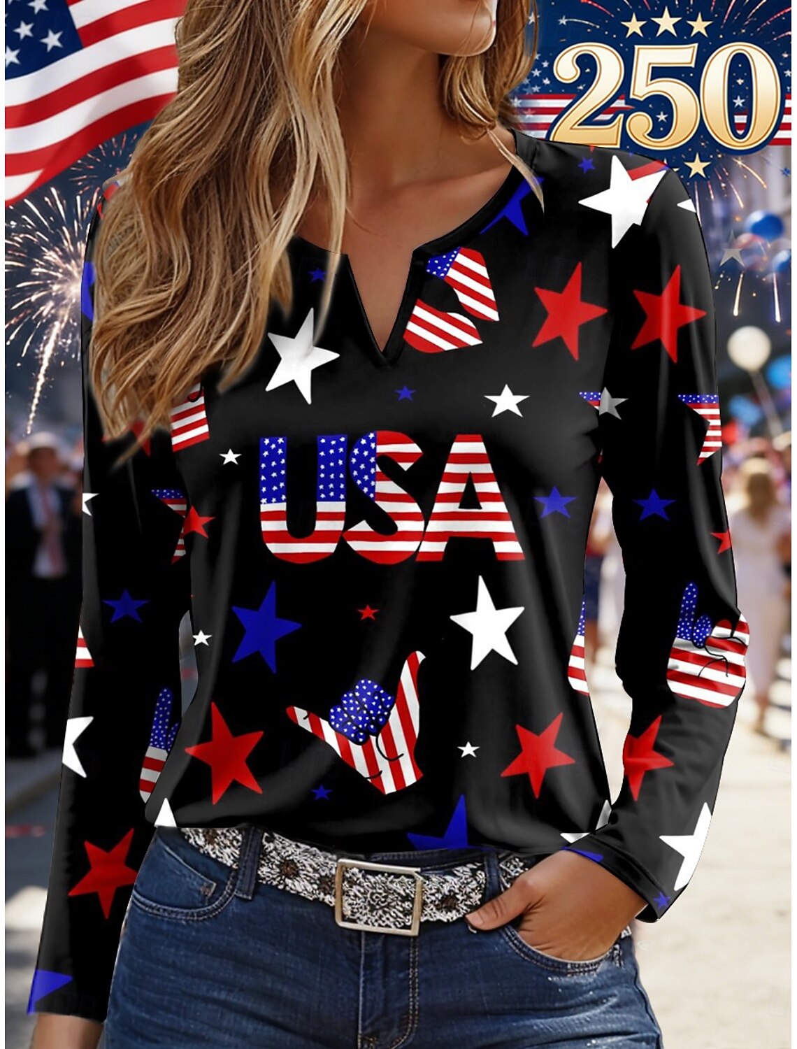 American Independence Day Women's Shirt Short Sleeve Graphic Flag Vintage Stylish Casual Sleeveless Shirt Collar Regular Tops Daily Blue White Light Blue Summer Spring