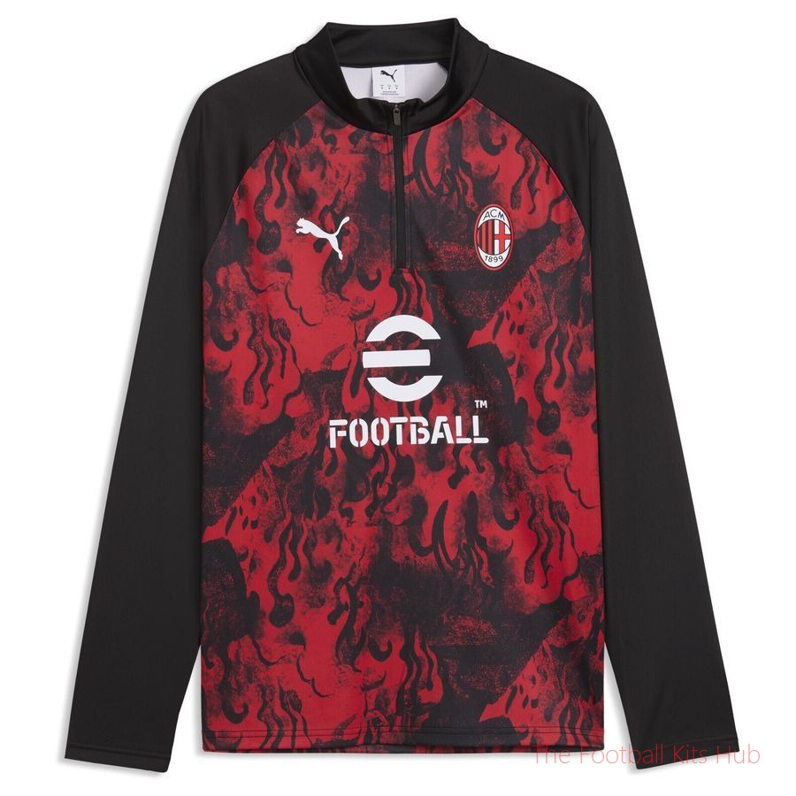 AC Milan Training Shirt Pre Match 1/4 Zip - For All Time Red/PUMA Black