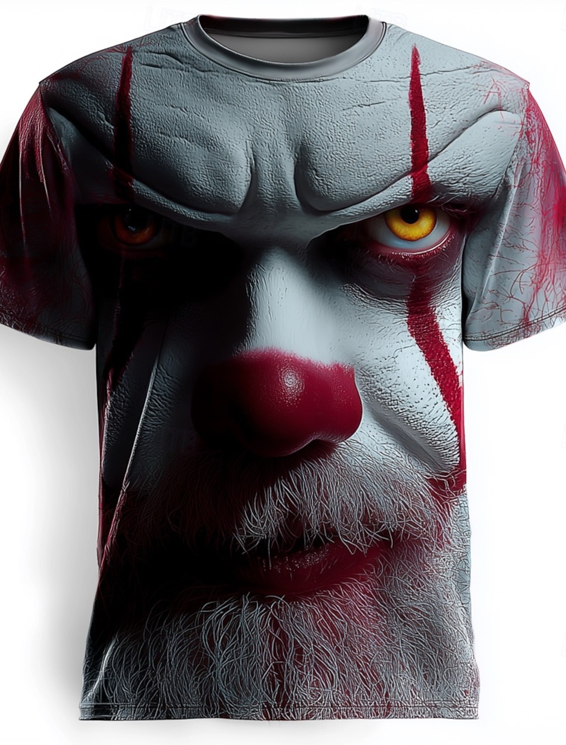 Men's Creepy Clown 3D Clown T Shirt Short Sleeve T shirt 3D Print Crew Neck Shirt Exaggerated Designer Horror Party Street Casual Red Black Gray Gray Summer Spring All Seasons Clothing Apparel S M L