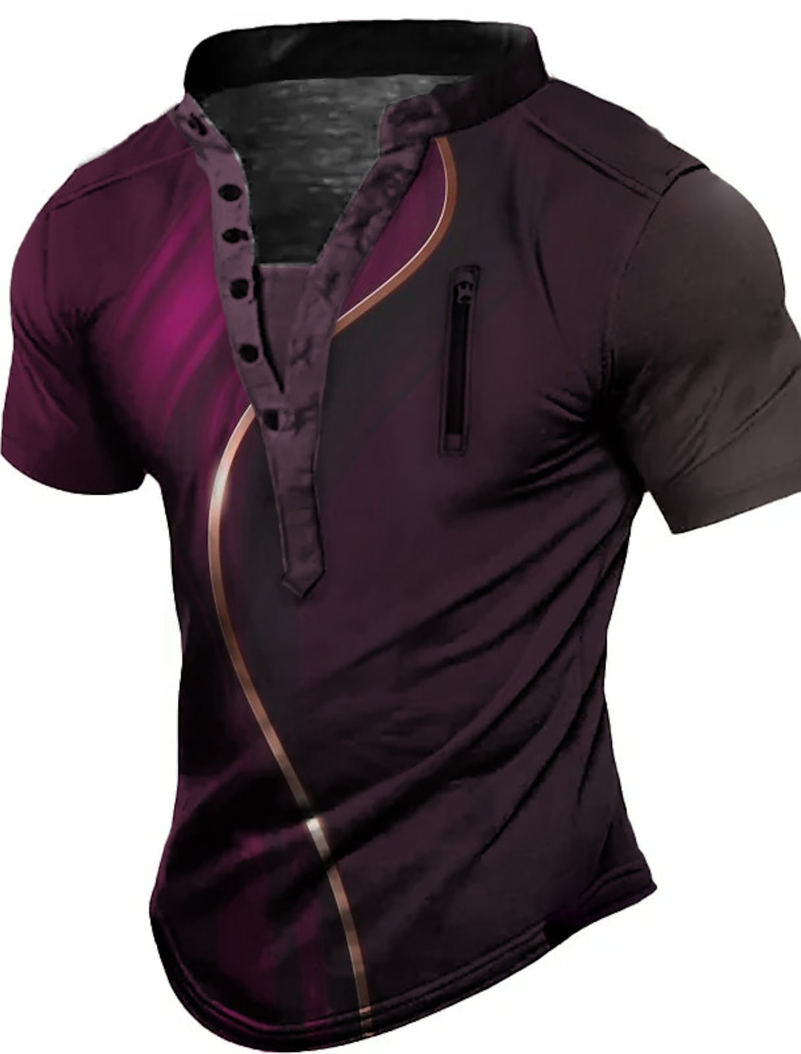 Men's Graphic Color Block T Shirt Henley Vintage Short Sleeve 3D Print