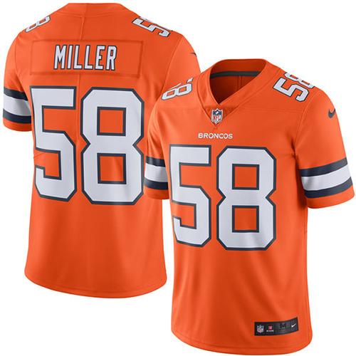 NFL W D B Broncos Von Miller #58 Orange Limited Game Jersey - Premium