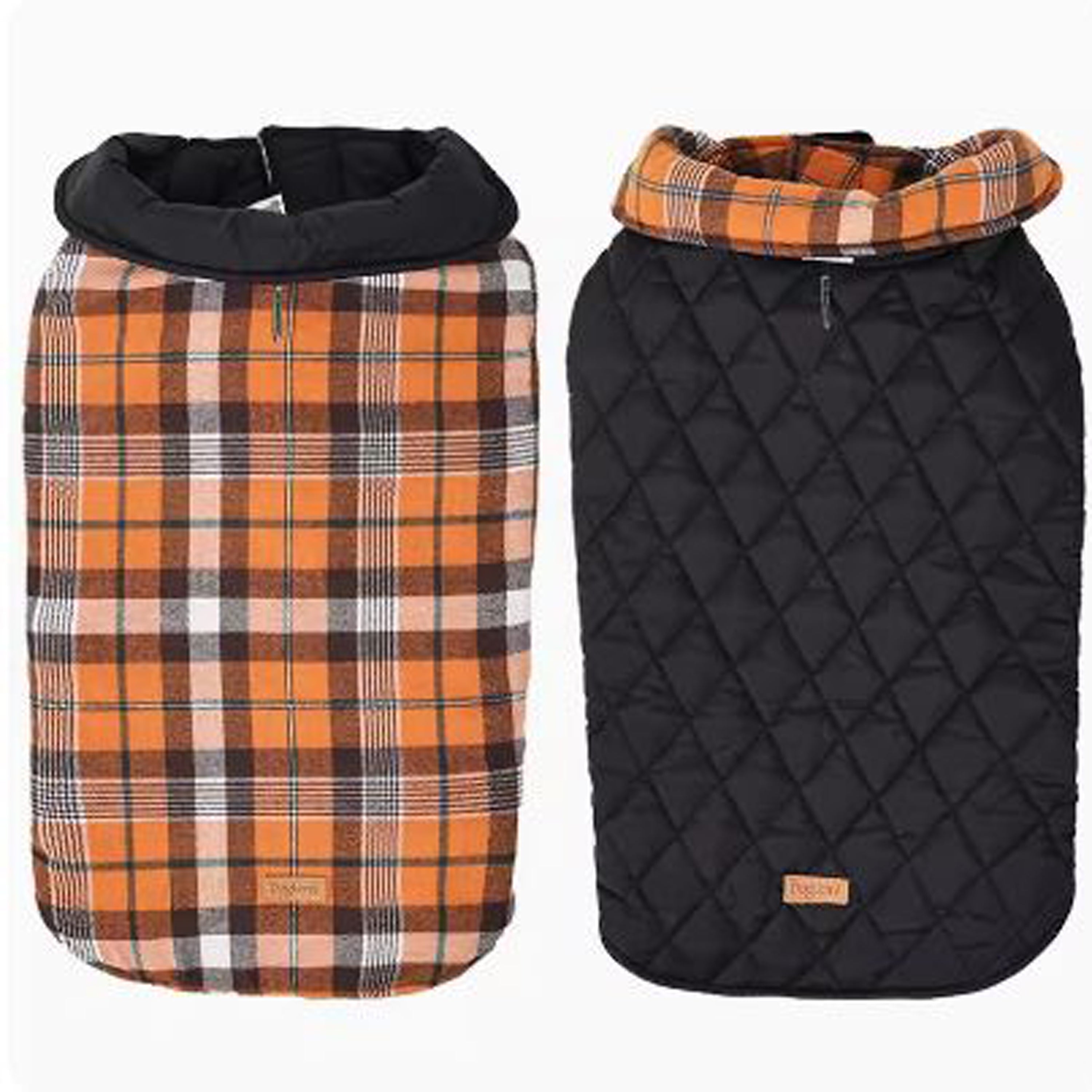 PlaidPup Warm and Stylish Frenchie Plaid Vest Double-Sided Winter Apparel