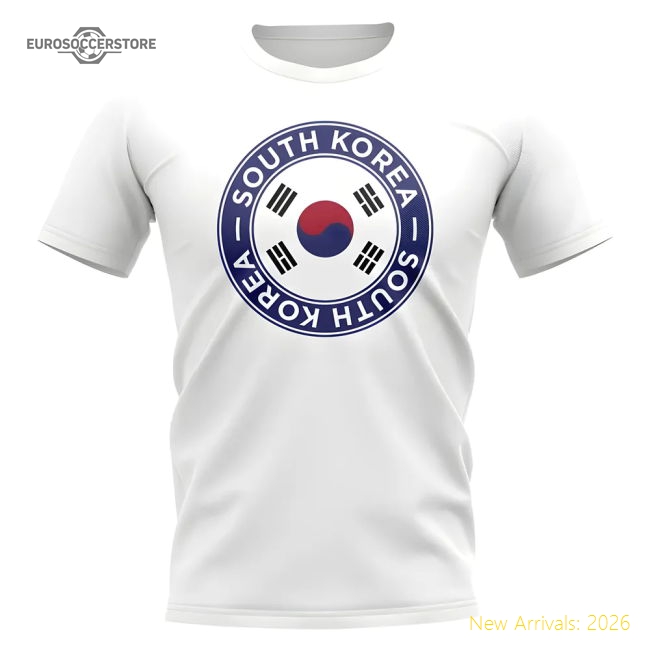 Top-grade South Korea Football Badge T-shirt (white) - Economical