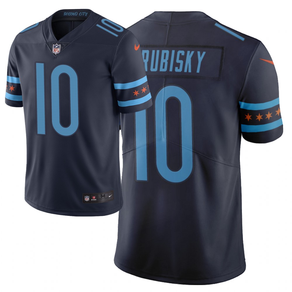 NFL CHI Bears #10 Mitchell Trubisky Navy City Edition Jersey - High...