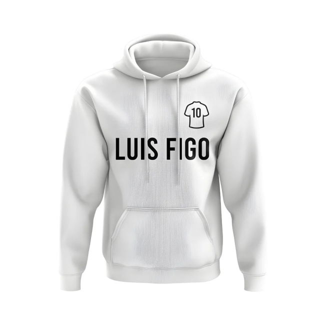 Luis Figo Real Madrid Number Hoody (Whit - Fan - Top- Top- Smart