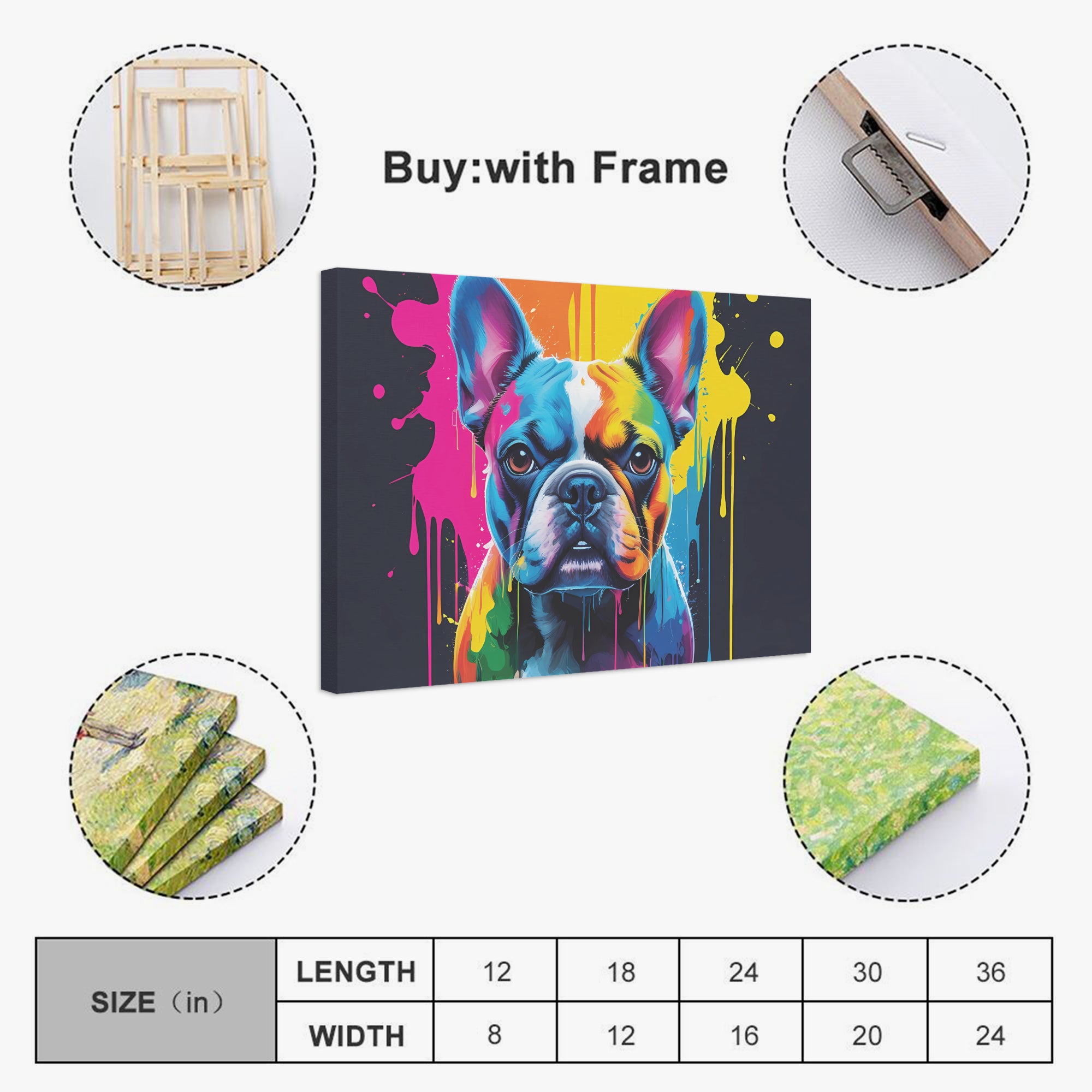 French Bulldog Miller Adorable Frenchie Canvas Wall Art Durable Dog Item