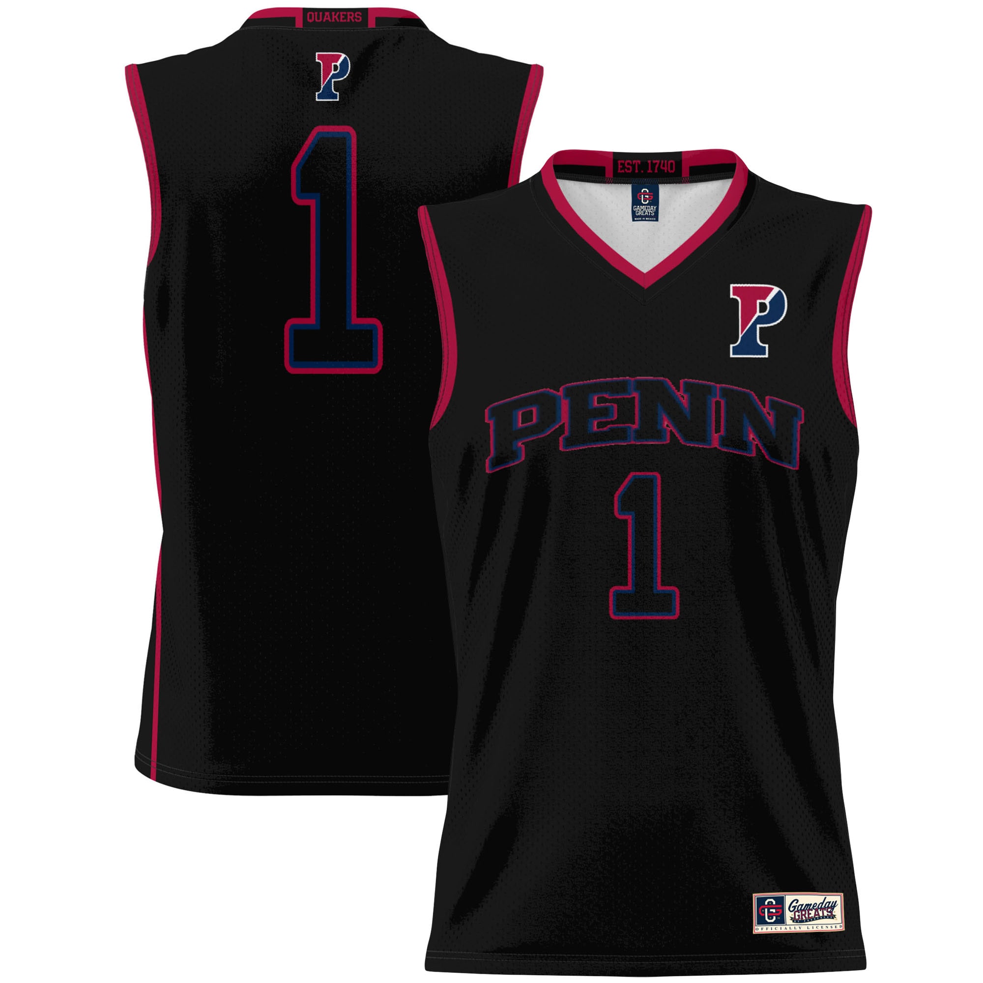 [NJP] Pennsylvania Quakers GameDay Greats Unisex Lightweight Basketball Jersey - Black