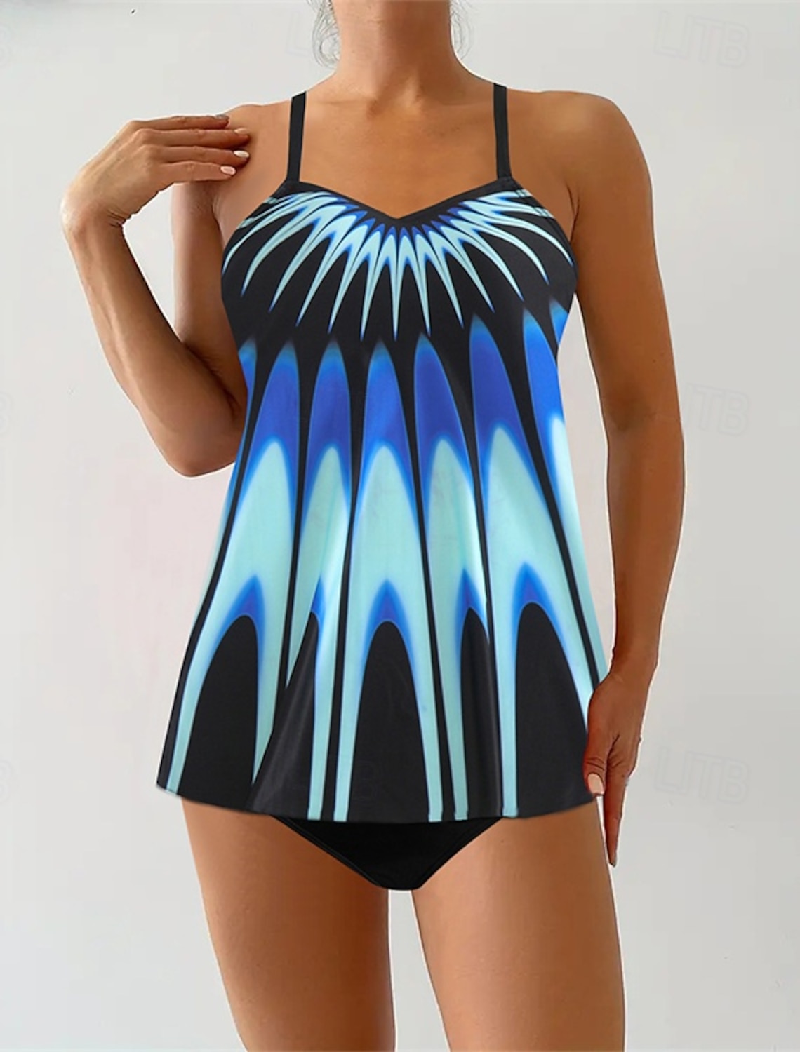 Women's Tankini Two Piece Swimsuit V Neck Swimwear Swimwear Yellow Royal Blue Breathable Quick Dry Lightweight Sleeveless - Swimming Surfing Beach Summer Spring Plus Size