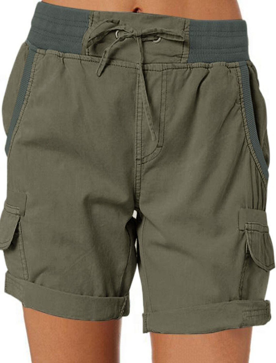 Women's Bermuda shorts Drawstring Elastic Waist Ripstop Quick Dry Multi Pockets Blue Light Blue Dark Khaki grey blue Summer Spring