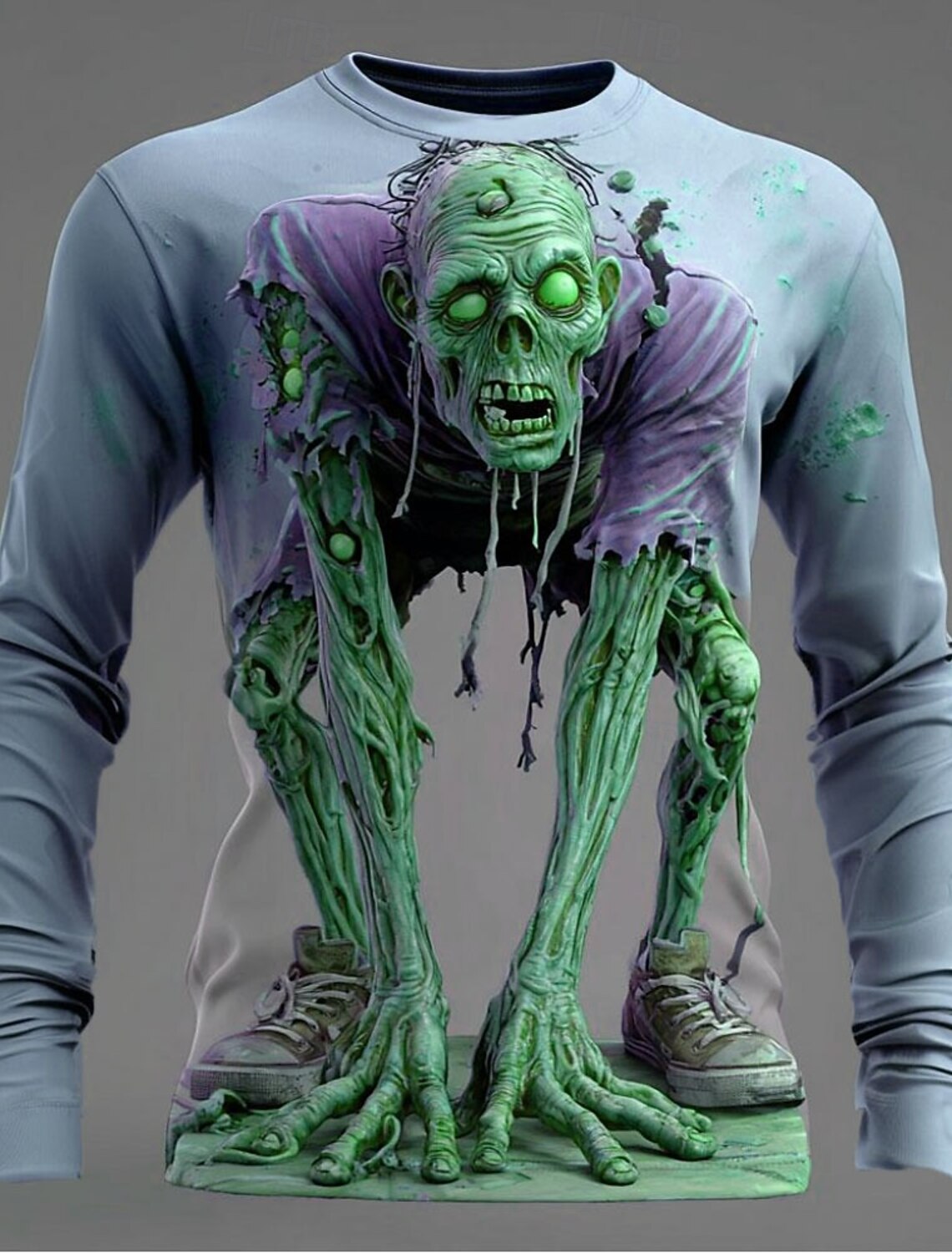 Men's Optical Illusion Zombies 3D T Shirt Short Sleeve Print Crew Neck