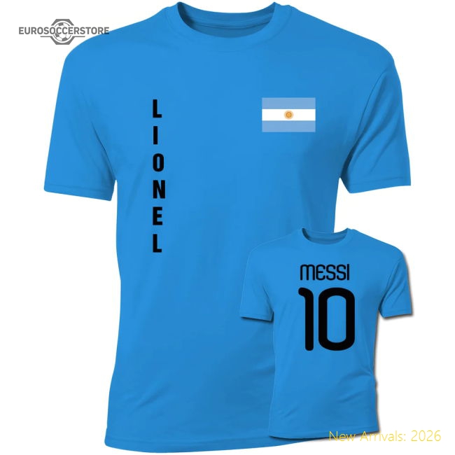 Lionel Messi La Albiceleste Flag T-shirt (blue) - World Cup Winner
