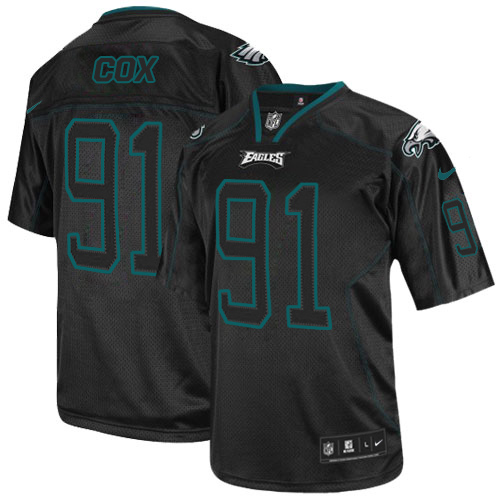 Authentic NFL PHI Eagles #91 Fletcher Cox Black Lights Out Jersey
