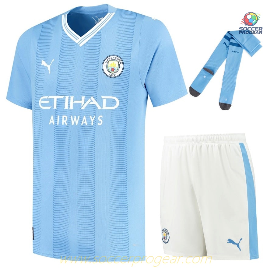 Manchester City Home Children Kit Shirt 2023 2024