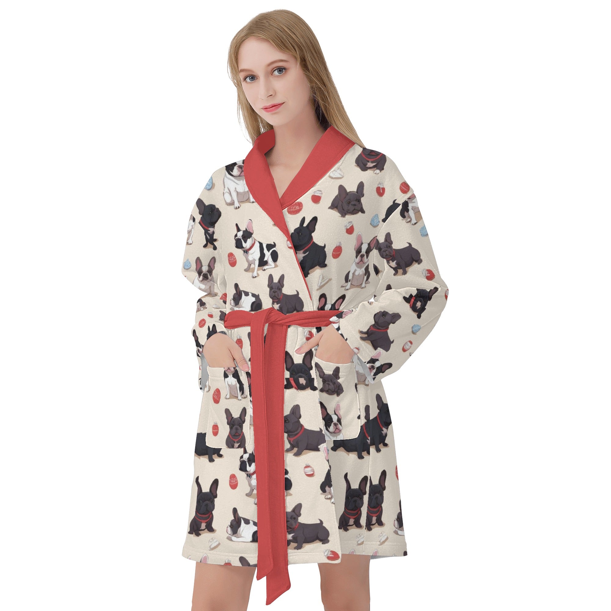 French Bulldog Comfortable Nova - Frenchie Women Bathrobe Indoor Use
