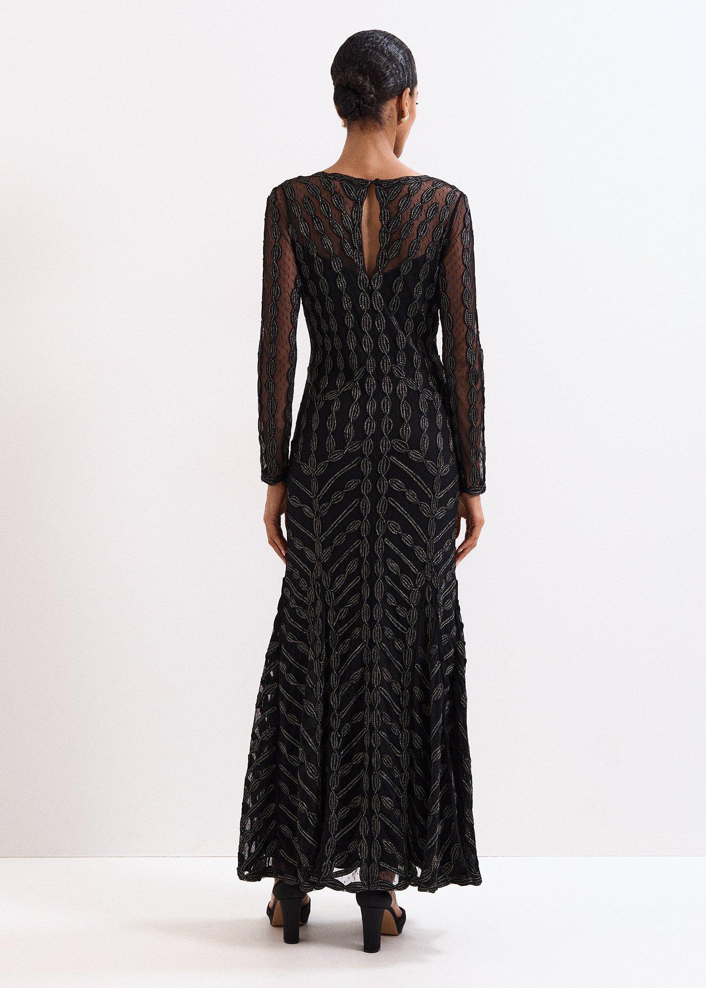 Marie Black Tapework Maxi Dress