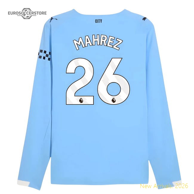 Official 2025-2026 Man City Authentic Long Sleeve Home Shirt (mahrez