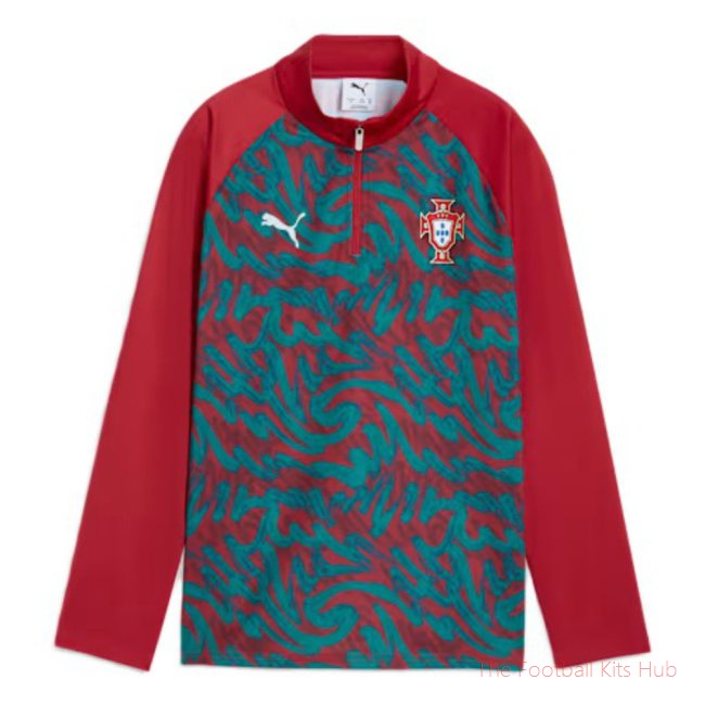 [JED] 2026/27 Portugal Warm Up 1/4 Zip Top (Red) - Kids