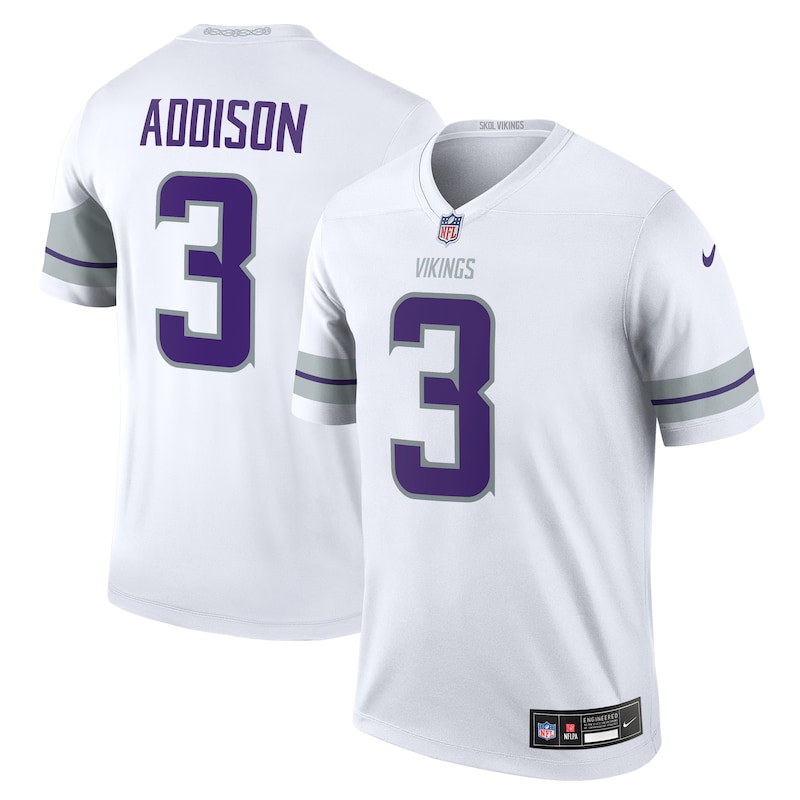 None Jordan Addison Team Captain MIN Vikings Official Jersey