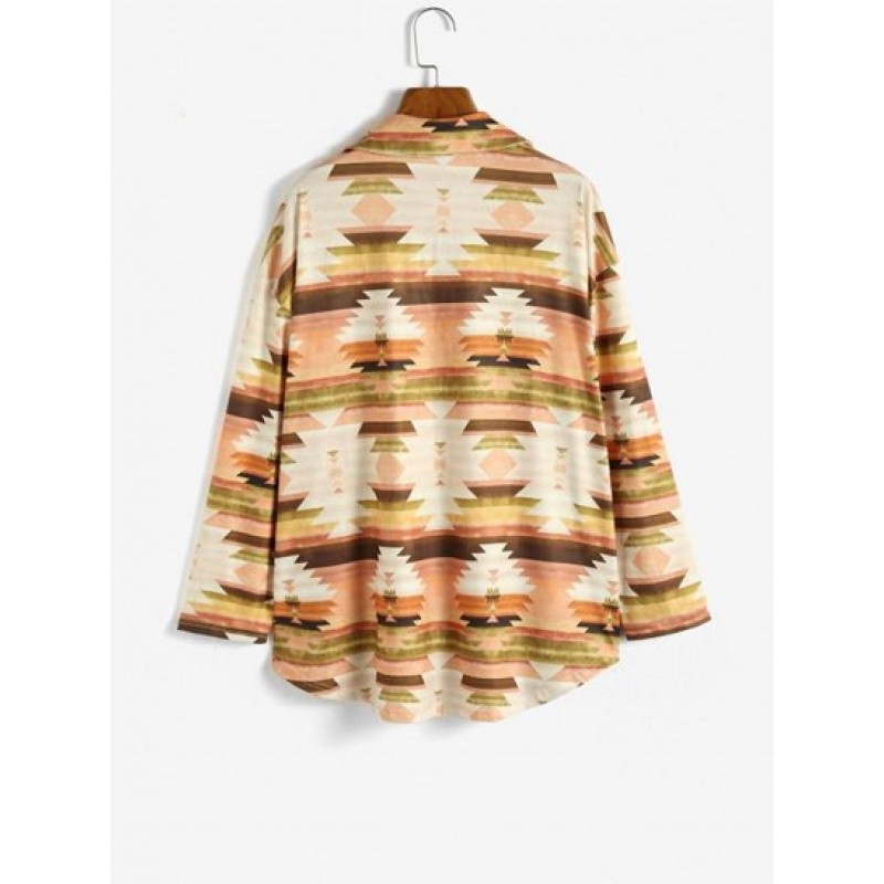 Ethnic Geo Print Front Pocket Shirt YX8880