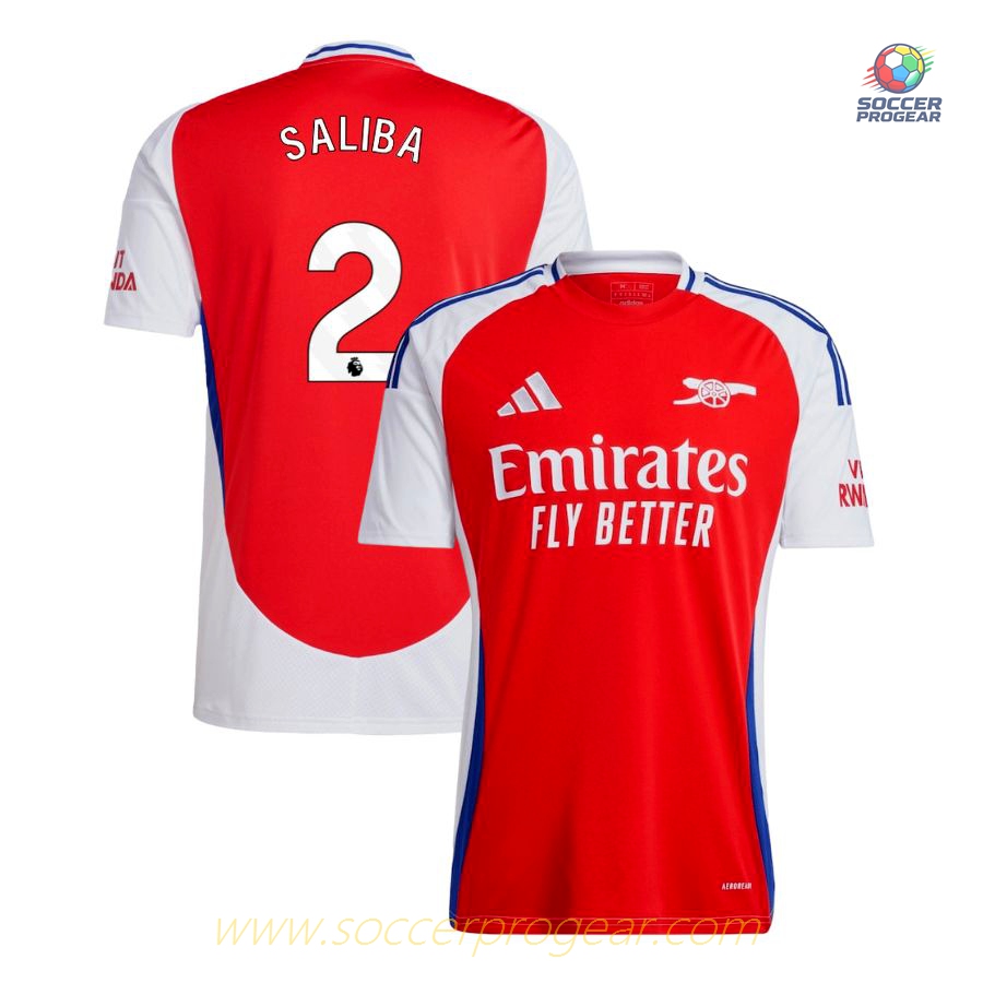 Arsenal Home Football Team Jersey 2024-2025 Season Saliba