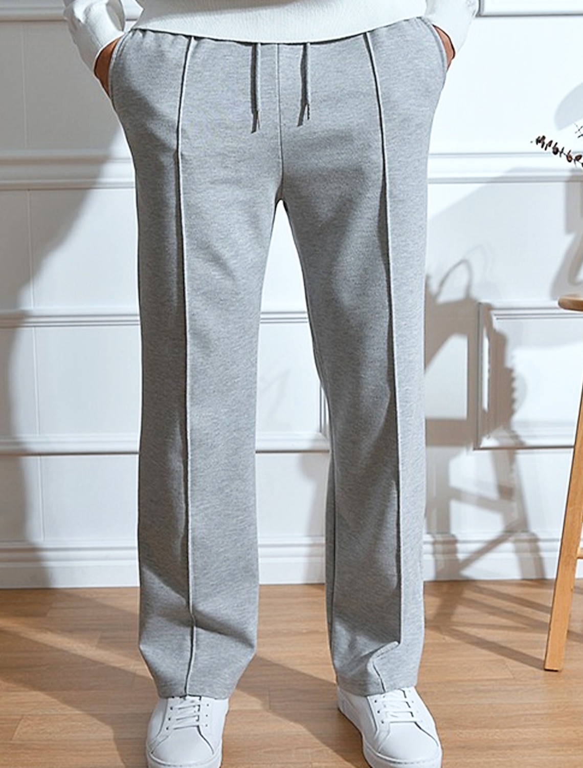 Men's Sweatpants Joggers Trousers Straight Leg Sweatpants Pleated Pants Drawstring Elastic Waist Plain Comfort Breathable Outdoor Daily Going out Fashion Casual Black White