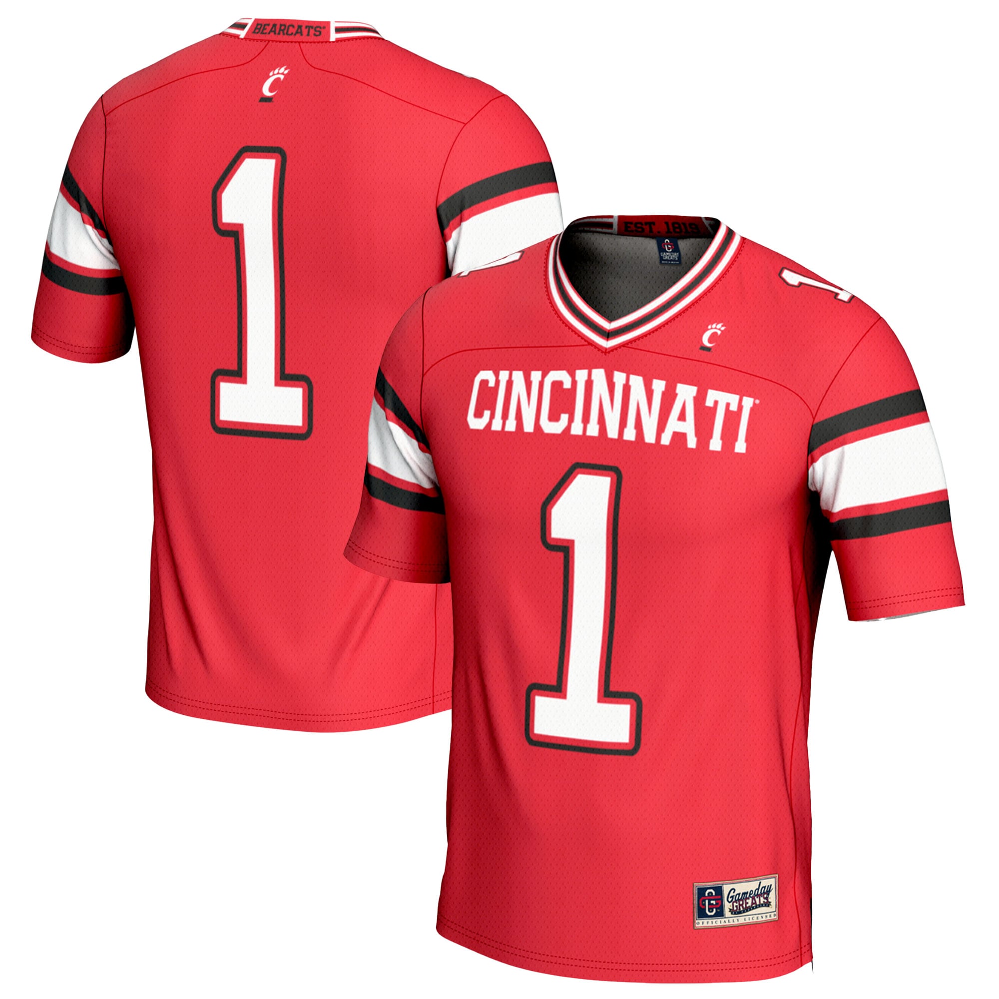 Unisex #1 Red Cincinnati Bearcats Lightweight Football Fashion Jersey