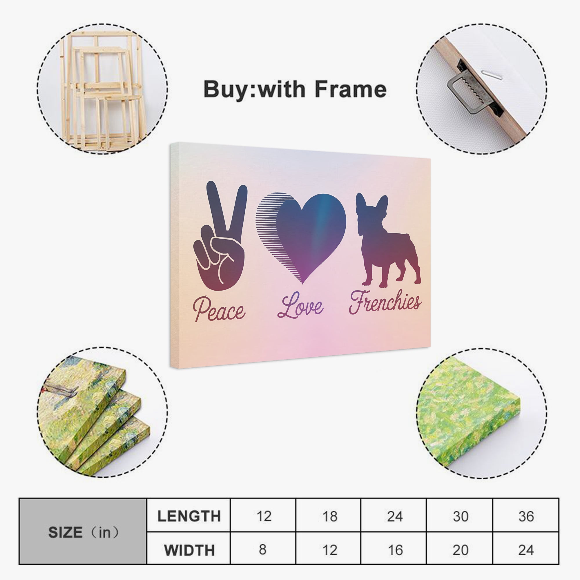 Myrtle - Premium Adorable Frenchie Canvas Wall Art Pet Owner Apparel