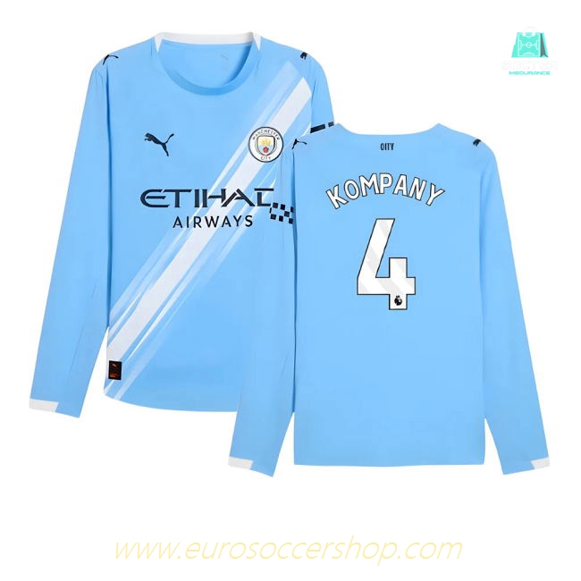 2025-2026 Man City Authentic Long Sleeve Home Shirt (Kompany 4)