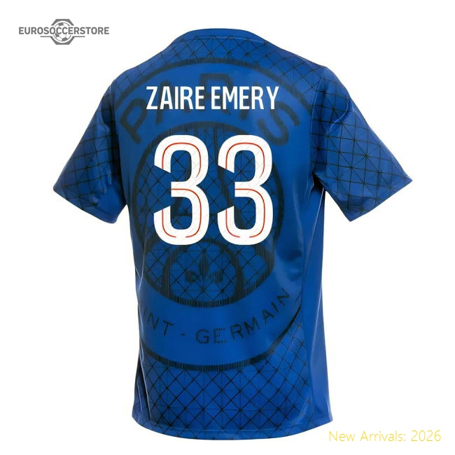 Professional-Grade 2025-2026 Psg Academy Pro Home Pre Match Shirt (Royal) (Zaire Emery