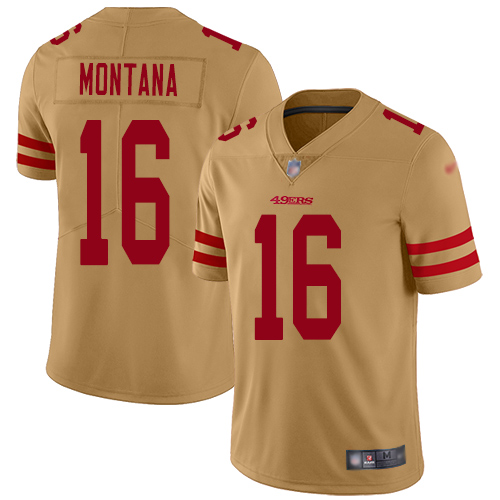 Authentic NFL W 4 49ers #16 Joe Montana Team Color Limited Jersey