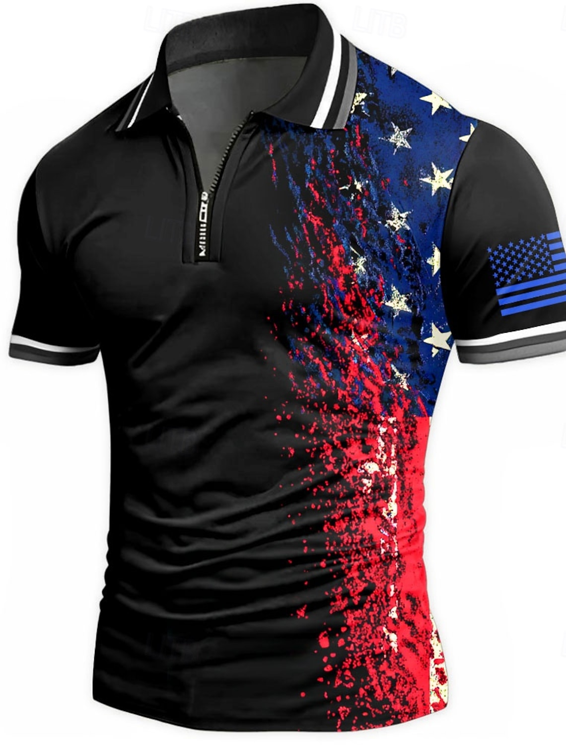 4th of July 2026 250th Men's American US Flag Polo Shirts Short Sleeve Polo Shirts Lapel Casual Athleisure Daily Wear Festival Wear 3D Print Buttons Spring & Summer Blue Red Gray