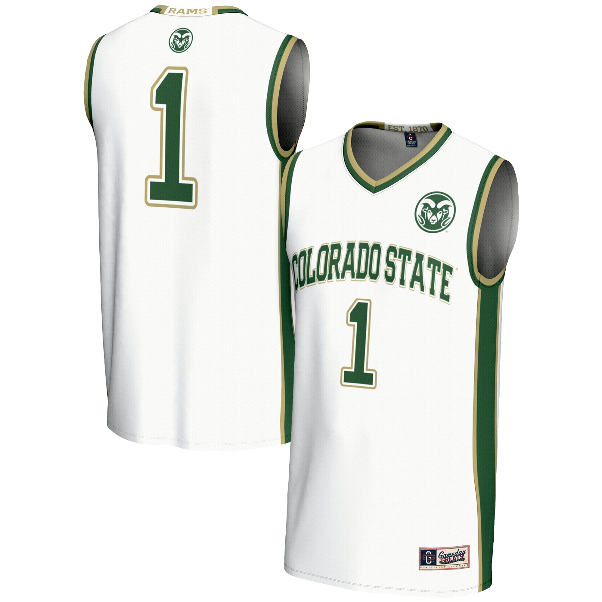 #1 Colorado State Rams GameDay Greats Unisex Lightweight Basketball Jersey - White