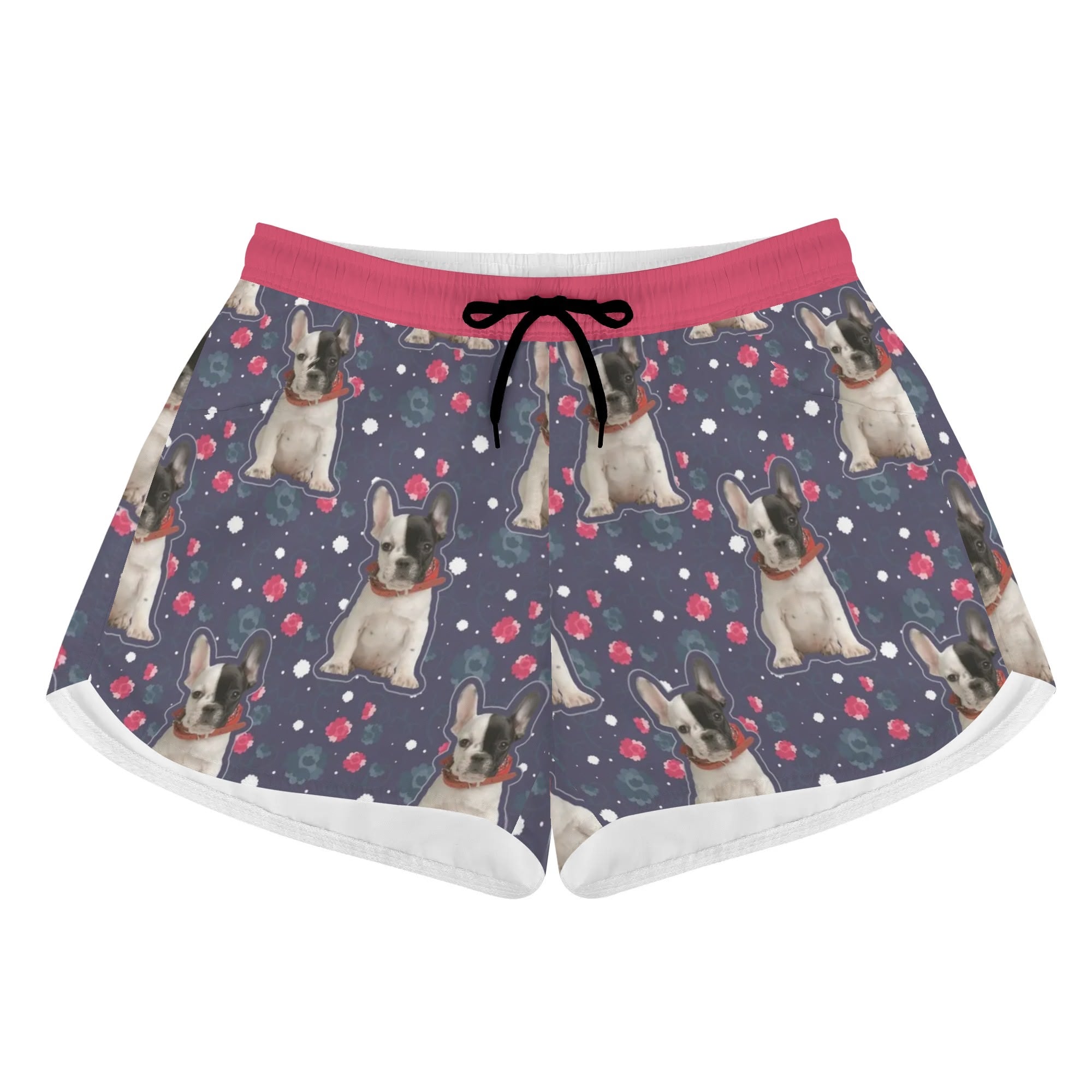 French Bulldog Lover Custom Women's Beach Shorts With French Bulldog