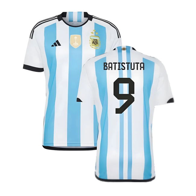 Player Argentina 2022 World Cup Winners Home Shirt (Batistuta 9)