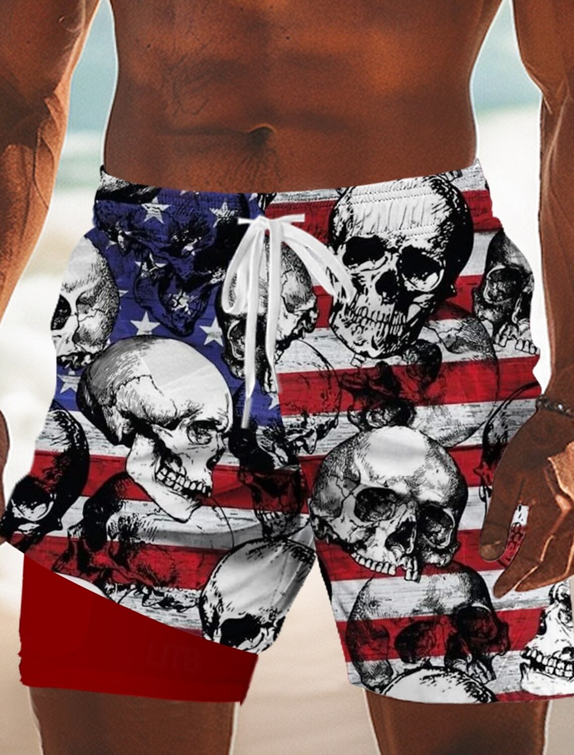 Independence Day Men's 4th of July U.S. 250th Anniversary US Flag Patriotic Lined Shorts 2 in 1 Board Shorts Swim Trunks Mid Waist Holiday Side Pockets With Compression Liner Elastic Drawstring Waist