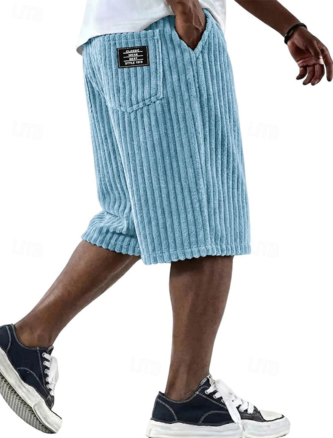 Men's Shorts Casual Corduroy Pocket Elastic Waist Simple Plain Comfort