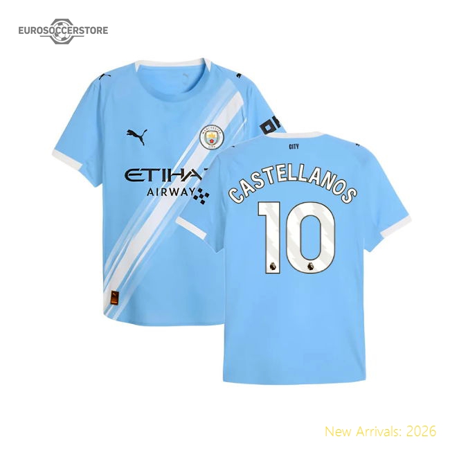 Official 2025-2026 Man City Authentic Home Shirt (castellanos 10)