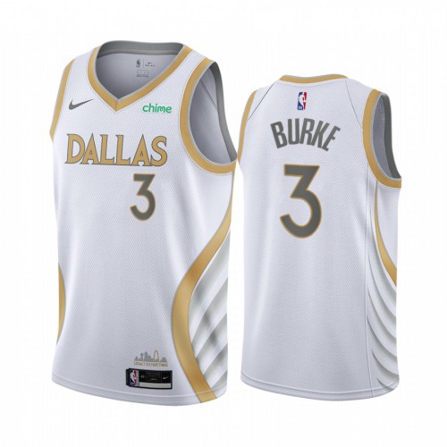 Mavs #3 Trey Burke Authentic 2020 City NBA Jersey - White Swingman