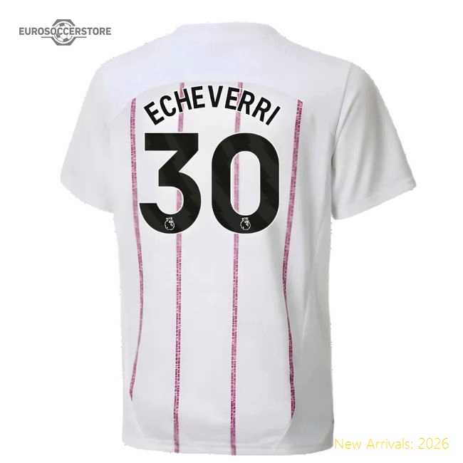 2024-2025 Man City Prematch SS Jersey (White) - Kids (Echeverri 30)