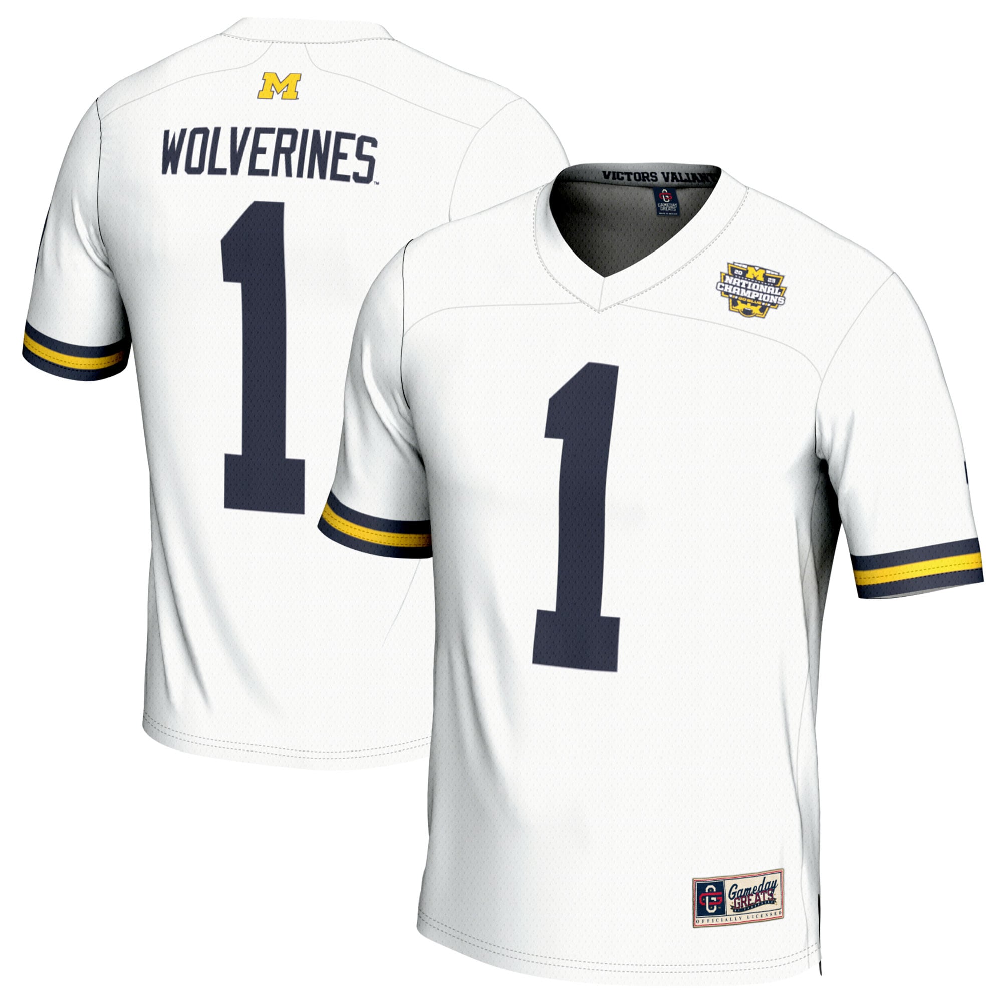 #1 Michigan Wolverines GameDay Greats Youth College Football Playoff 2023 National Champions Lightweight Fashion 26/27 Football Jersey - White