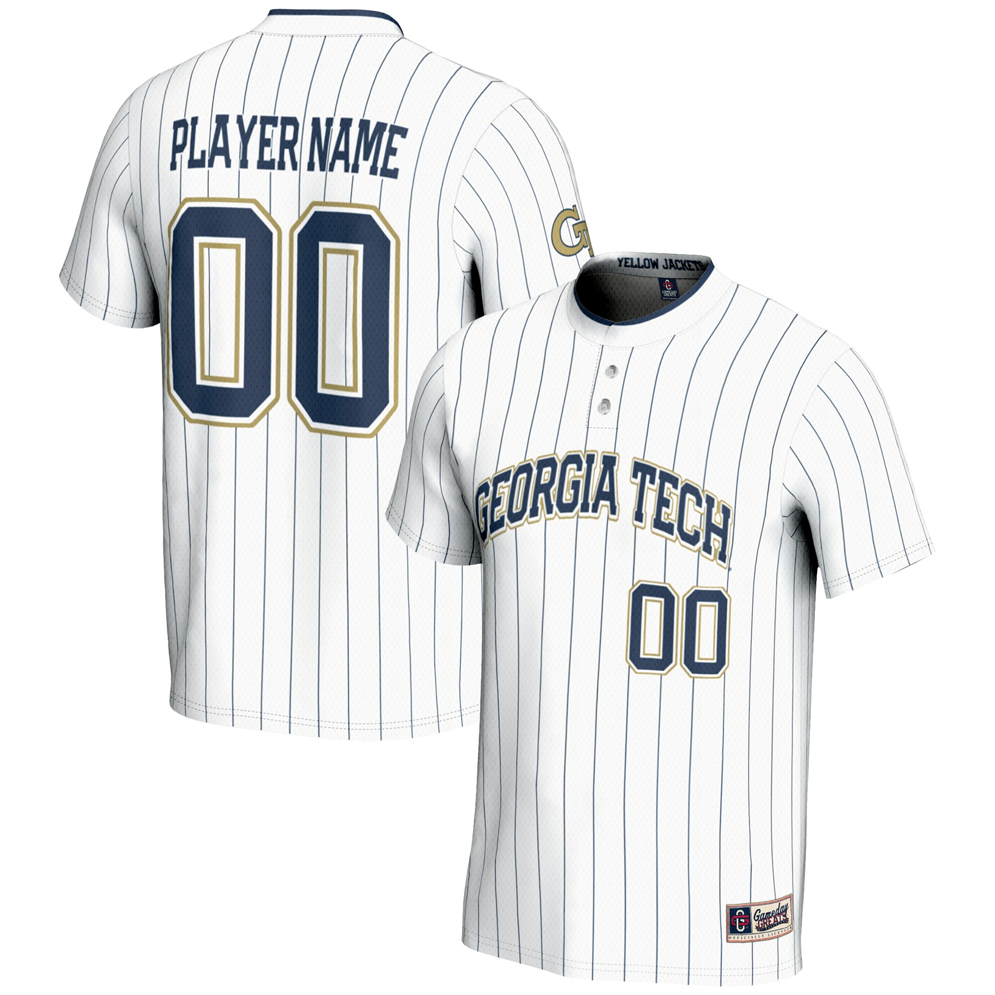 [DDG] Georgia Tech Yellow Jackets GameDay Greats Youth NIL Pick-A-Player Lightweight Softball Jersey - White